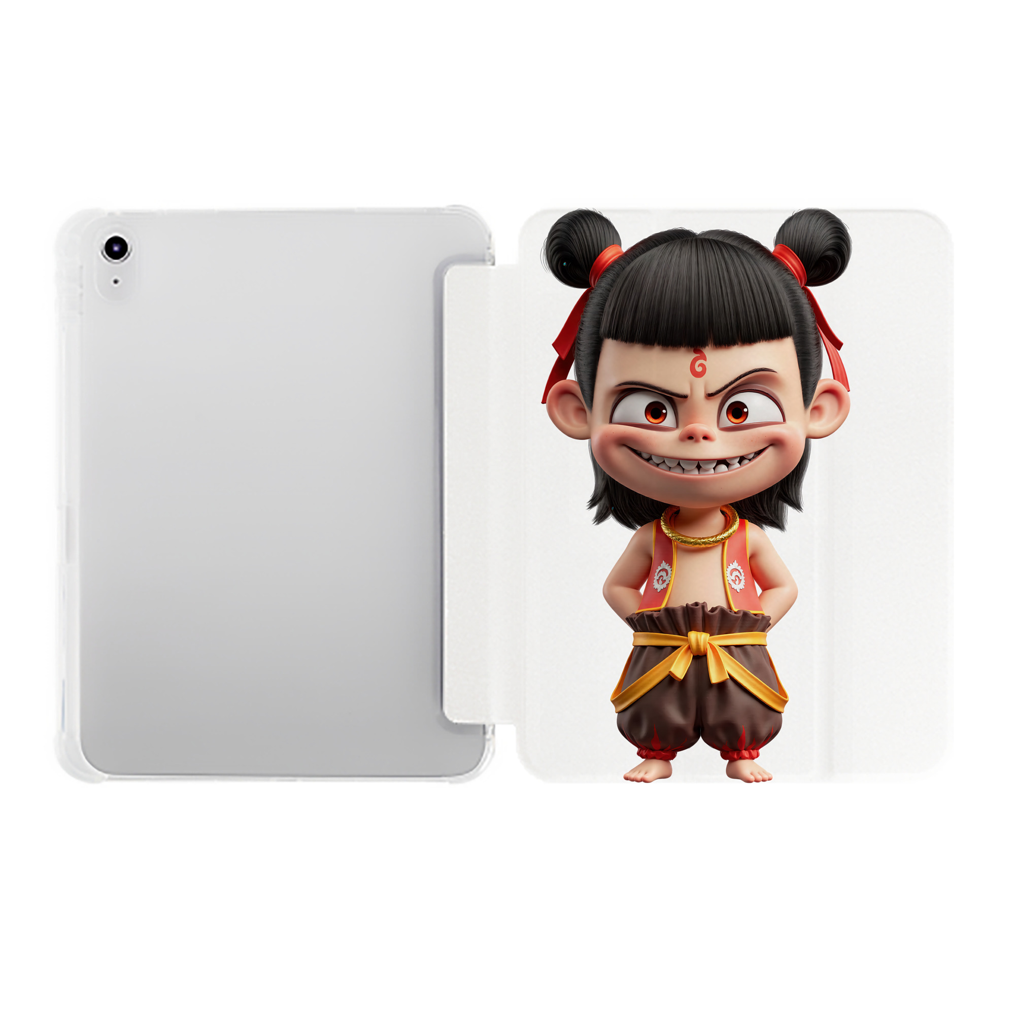 （画像用） Ne Zha 2 ナタ 魔童の大暴れ IPad ケース ペン収納付き 三つ折りスタンド PUレザー×シリコン 対応機種9.5/10.5/10.9インチ
